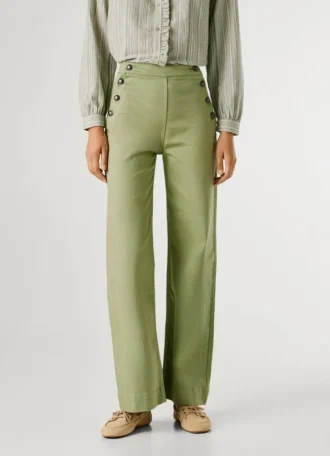 Wide Trousers with Front Buttons